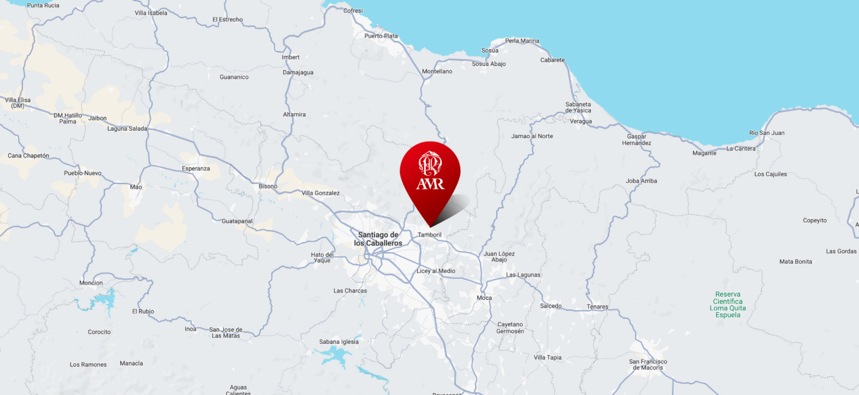 Dominican Republic Map - Location of Aurea Montana Reserva Headquarters 奥瑞山谷雪茄总部区位：多米尼加共和国地图标注