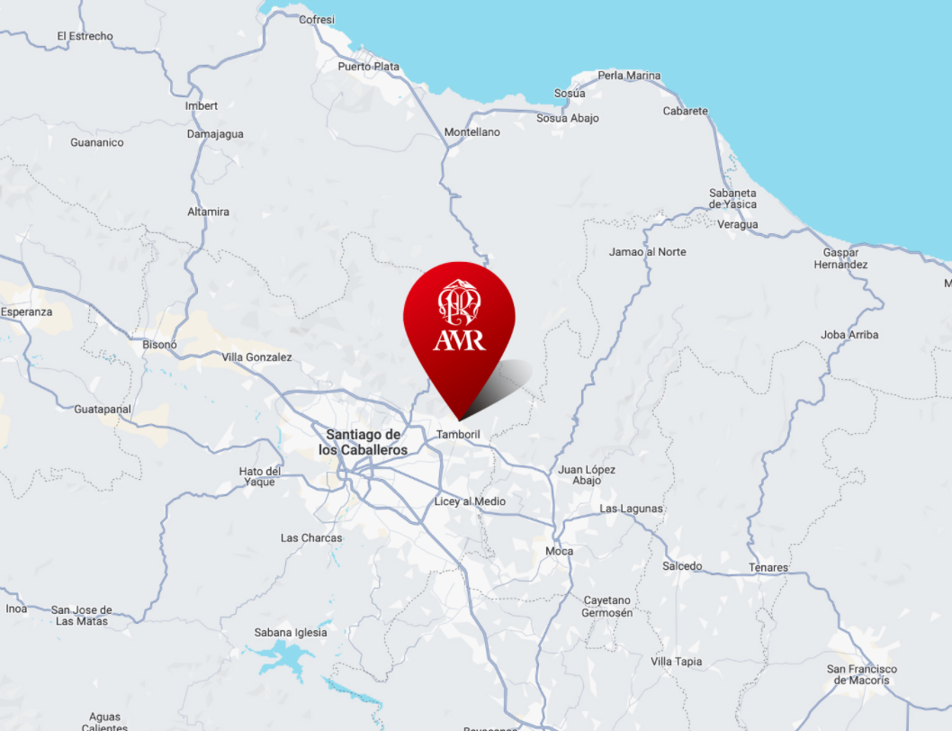 Dominican Republic Map - Location of Aurea Montana Reserva Headquarters 奥瑞山谷雪茄总部区位：多米尼加共和国地图标注